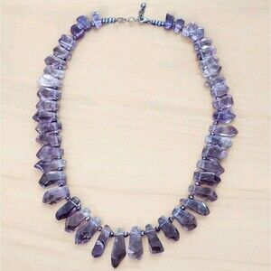 Vintage Amethyst Bead Necklace 22”  925 Sterling Silver Clasp 128 Grams